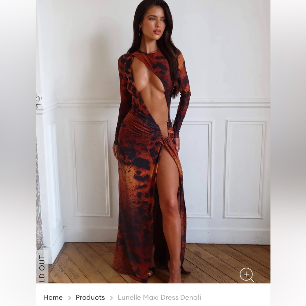 Lunelle Maxi Dress in Fiery Red and Black